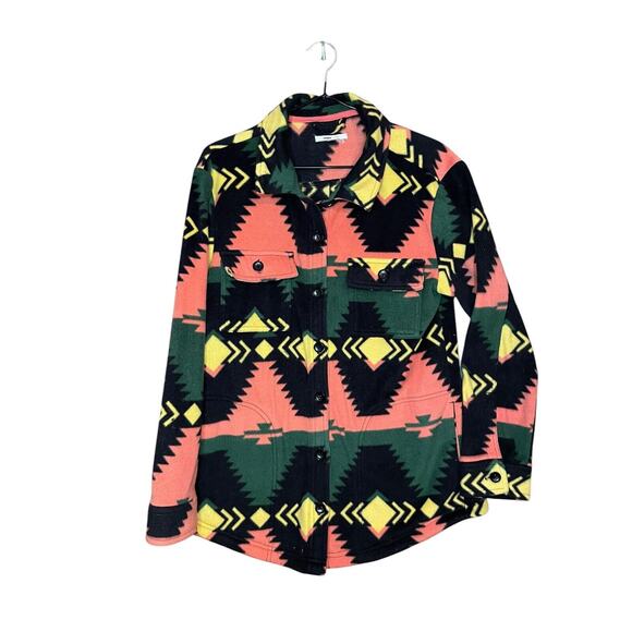 Oneil Fleece Shacket Womens Small Aztec Print Colorful Pockets Multi-Print - Picture 1 of 4